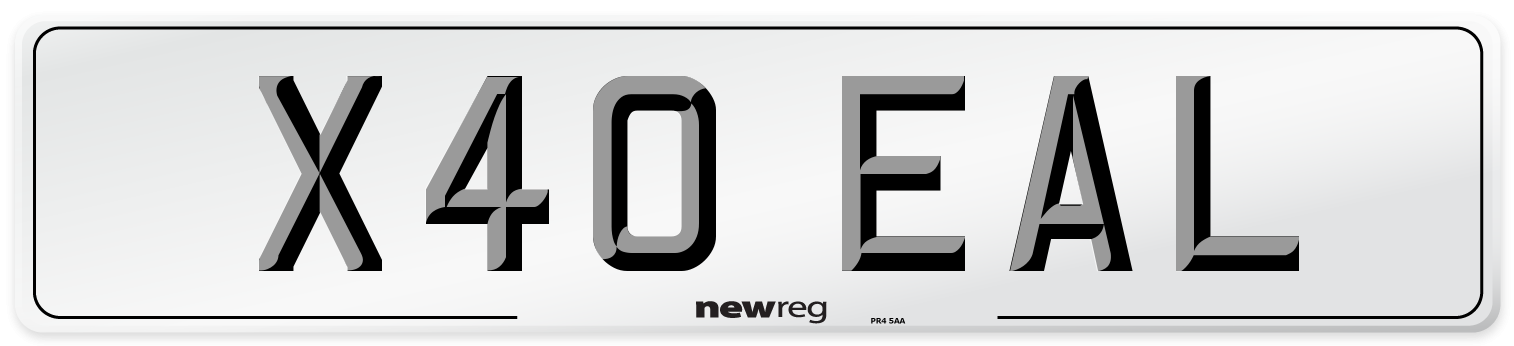 X40 EAL Number Plate from New Reg